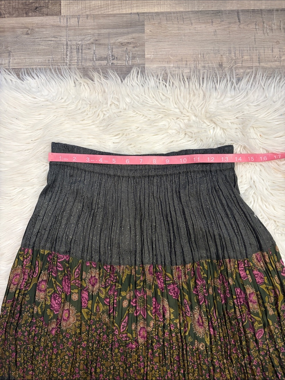 Vintage White Stag broomstick long skirt mixed fabric and print pull on M - Picture 6 of 7
